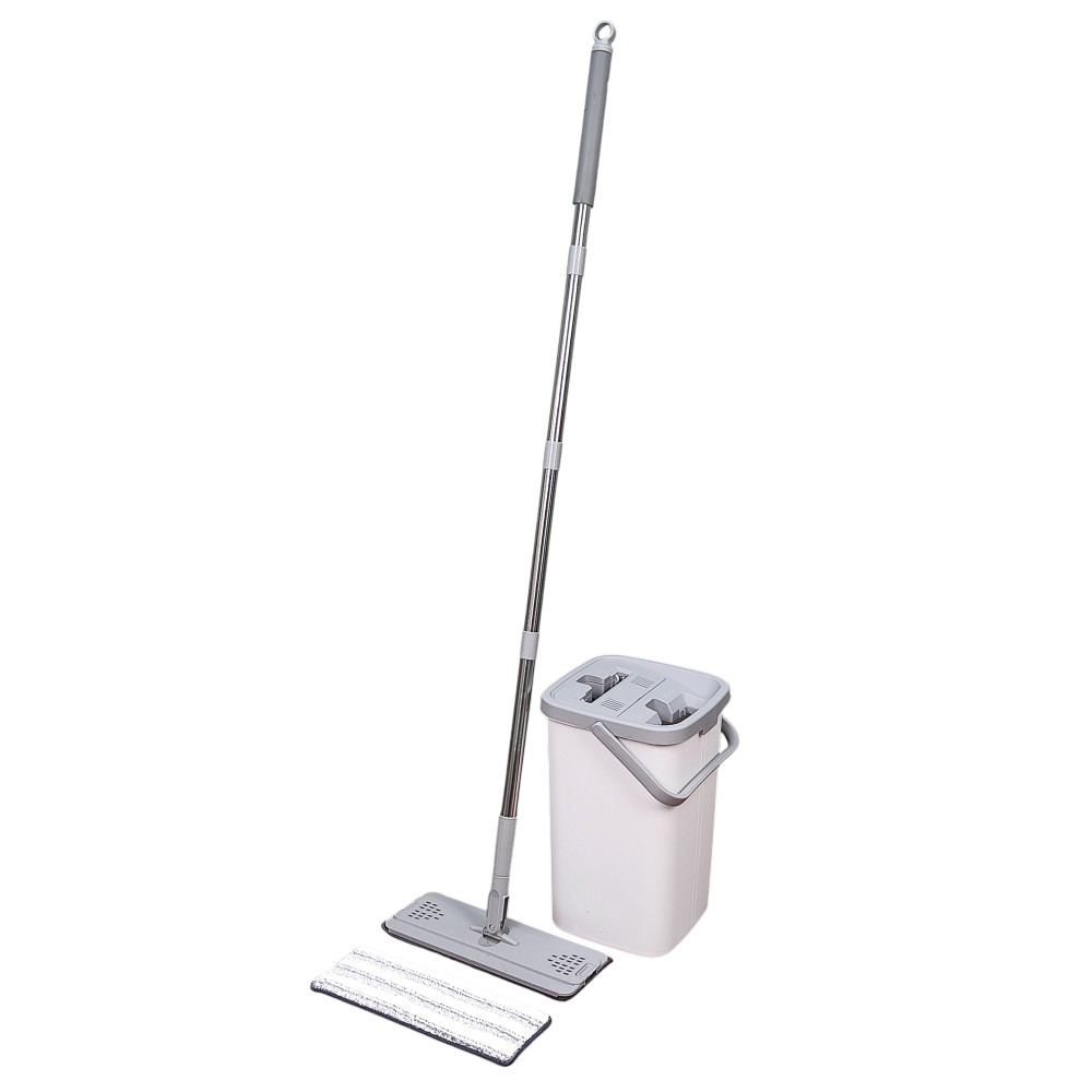 Набор ведро пластиковое с отжимом 12 л + швабра металл вращение 360° под упак Baizheng