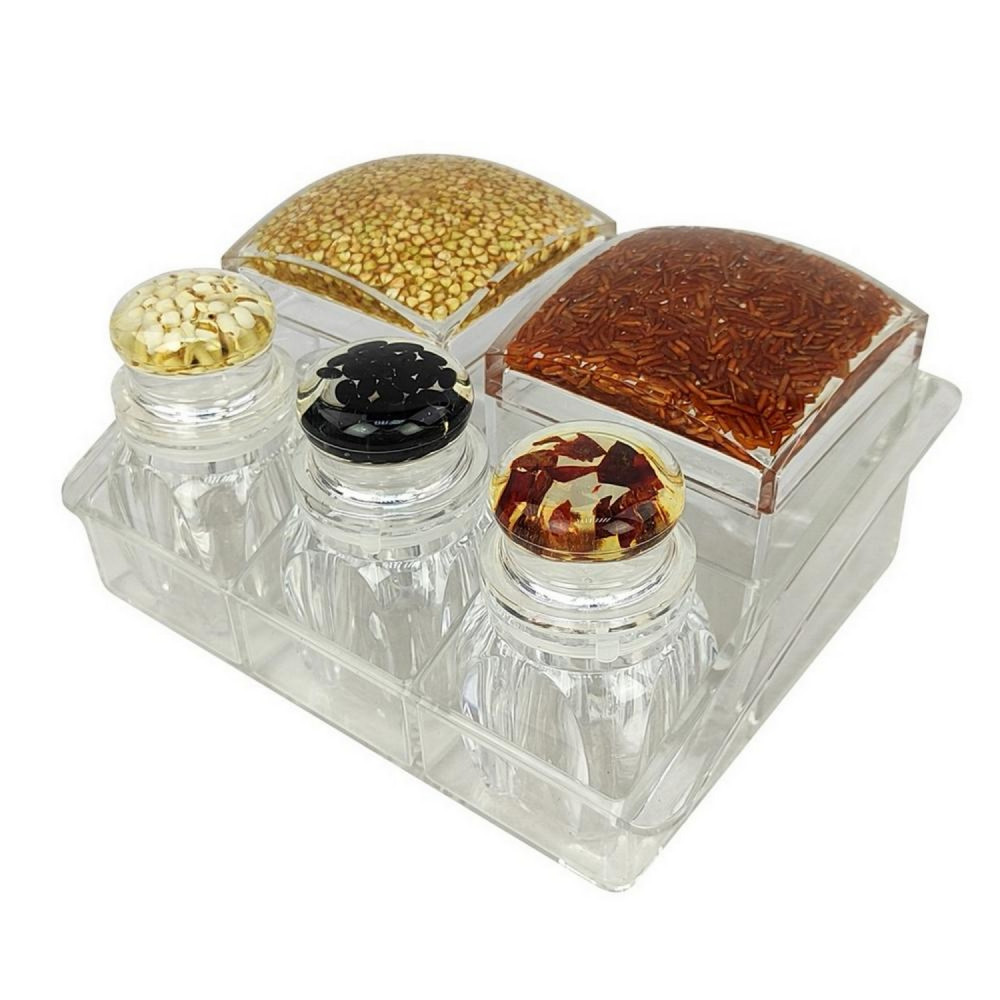 Набор пластиковый для специй 6 предметов подставка прозрачный Jam Jar Fessle